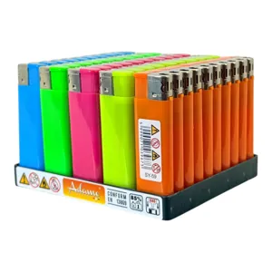 Brichete electronice Adamo Lighters, set 50 bucăți, flacără moale, reîncărcabile cu gaz, utilizare uz general