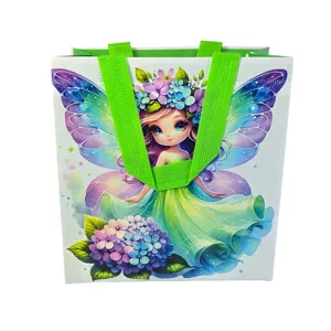 Sacoșă 22 x 23 x 11 cm, Geantă Reutilizabilă Textilă cu Mânere, Model Decorativ Multicolor, pentru Transport Produse și Obiecte Personale
