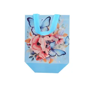 SACOȘĂ REUTILIZABILĂ PENTRU CUMPĂRĂTURI 22 × 23 × 11 CM CU MÂNERE ȘI IMPRIMEU DECORATIV