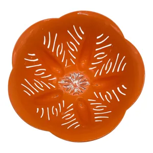 Strecurătoare Tulip din Plastic, 28 x 14 cm, Model Floral, Culoare Portocalie, pentru Spălarea și Scurgerea Fructelor și Legumelor