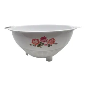 Strecurătoare din plastic cu mâner lateral, suport de sprijin și model floral cu trandafiri