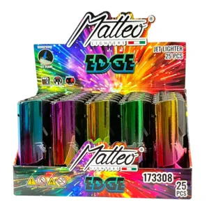 Set brichete Matteo Edge Jet Lighter Sugar Rush, 25 bucăți, flacără jet, reîncărcabile, conforme EN ISO 9994