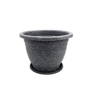 Vas pentru Flori cu Farfurie 34.5 × 25.5 cm – Ghiveci Decorativ pentru Plante de Interior și Exterior, Design Clasic