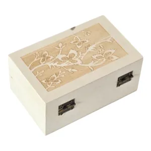 Cutie Dreptunghiulară din Lemn cu Capac și Închidere Metalică 11x7x5 cm pentru Depozitare și Decor