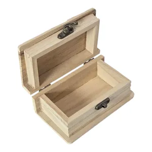 Cutie din Lemn cu Capac și Închidere Metalică 12x7x4.5 cm pentru Depozitare și Decor