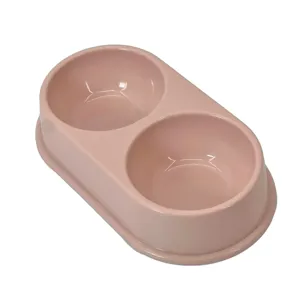 Bol Dublu 2 în 1 pentru Hrană și Apă, Din Plastic Rezistent, Design Stabil, Ideal pentru Câini și Pisici, Disponibil în Mai Multe Culori