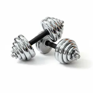 Set gantere metalice cromate 30 kg cu discuri interschimbabile și cutie de transport – Set complet greutăți fitness pentru antrenament acasă