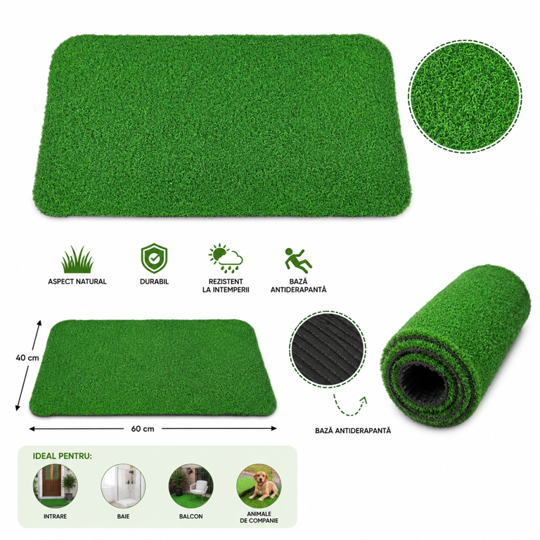 Covor Antiderapant  40x60 cm, Design Modern pentru exterior 