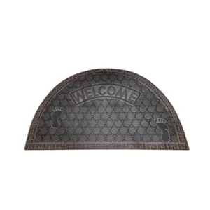 Covoraș de Intrare Semicerc din Cauciuc Antiderapant 44 × 74 cm, Model Welcome pentru Ușă
