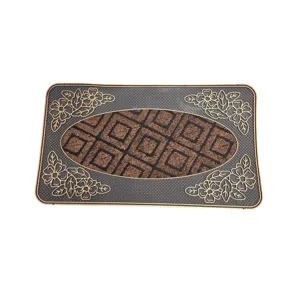 Covoraș de Intrare Antiderapant 45 × 75 cm cu Inserție Textilă și Model Floral pentru Ușă