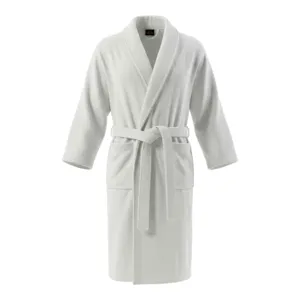 Halat de baie alb MID-TEX L/XL, bumbac 100%, 380 g, textură tip prosop