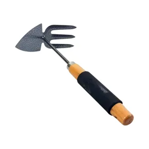 Săpăligă Grădină Manuală cu 3 Dinți și Lamă Lată, Unealtă de Grădinărit Metal și Lemn, Mâner Ergonomic Antiderapant