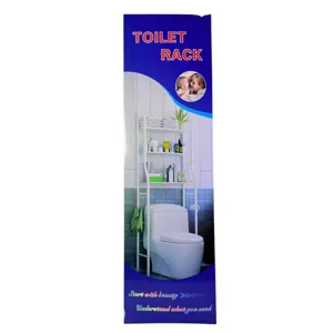 Etajeră Metalică pentru Toaletă 65 x 153 x 25 cm, Suport Organizare Baie cu 3 Polițe, Montaj Deasupra WC, Culoare Alb