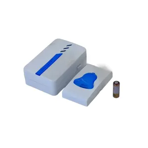Sonerie Wireless cu Buton și Receptor – Funcționare pe Baterii, Instalare Fără Cablu, Design Alb cu Albastru