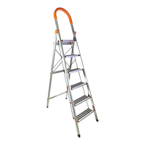 Scară din aluminiu tip A cu 6 trepte, pliabilă, sarcină maximă 150 kg, certificare EN 131