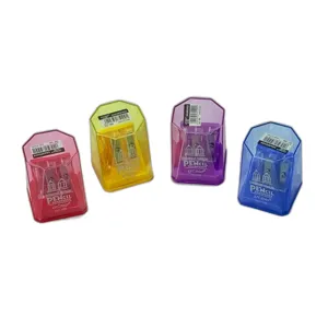 Ascuțitoare Dublă cu Rezervor, 2 Lame Metalice Rezistente, Capac Încăpător, Corp din Plastic Transparent, Ideală pentru Creioane Standard și Jumbo, Școală și Birou