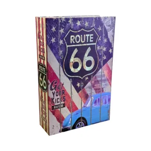 Cutie Seif Ascunsă Tip Carte Route 66, 24 x 15,5 x 5,5 cm, cu Închidere pe Cheie, Model Decorativ