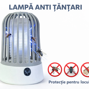 Lampă Anti Țânțari Electrică cu Lumină UV, Dispozitiv Captare Insecte cu Grilaj de Protecție, Lampă Anti Insecte pentru Interior, Alimentare USB, Ideală pentru Dormitor, Living, Birou și Terasă
