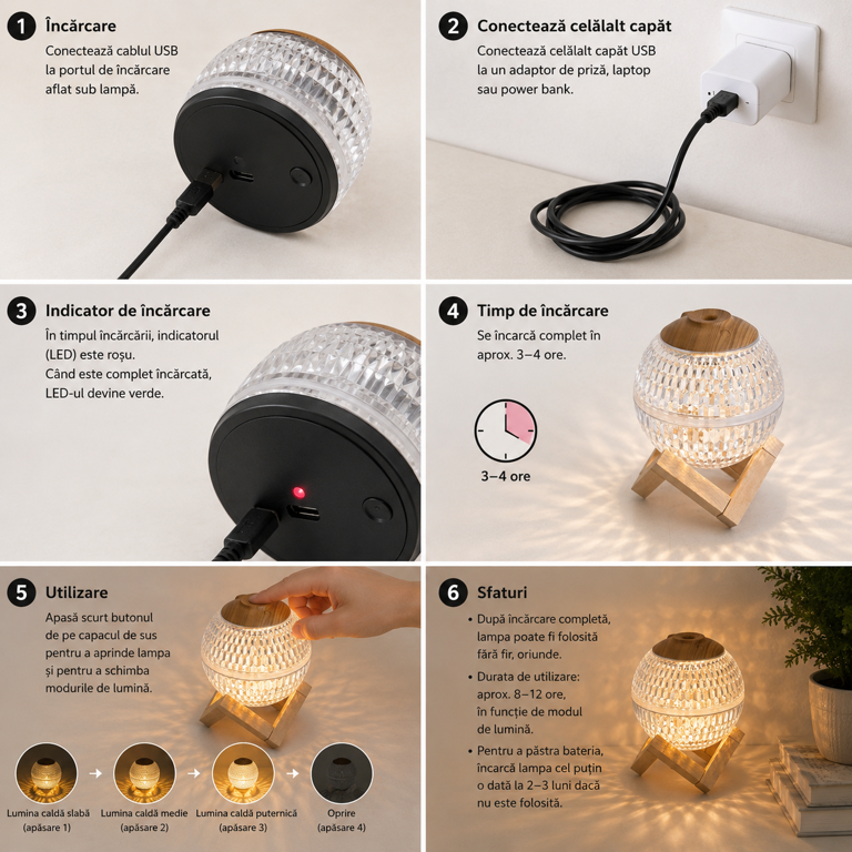 Difuzor aromaterapie USB pentru parfumarea și umidificarea încăperii