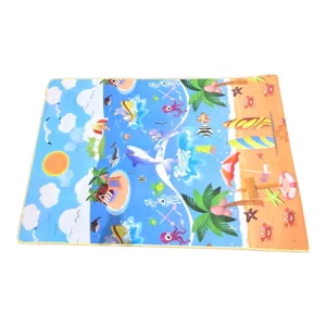 COVOR COPII DUBLA FATA CU MODEL OCEAN SI PLAJA 120×180×0.8 CM ANTIDERAPANT PENTRU JOACA SI ACTIVITATI EDUCATIVE