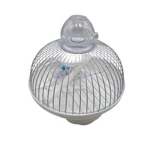 Colivie Rotundă pentru Păsări, Model 2128, cu Adăpătoare și Suport Interior, 22 x 22 x 37 cm, Alb-Gri