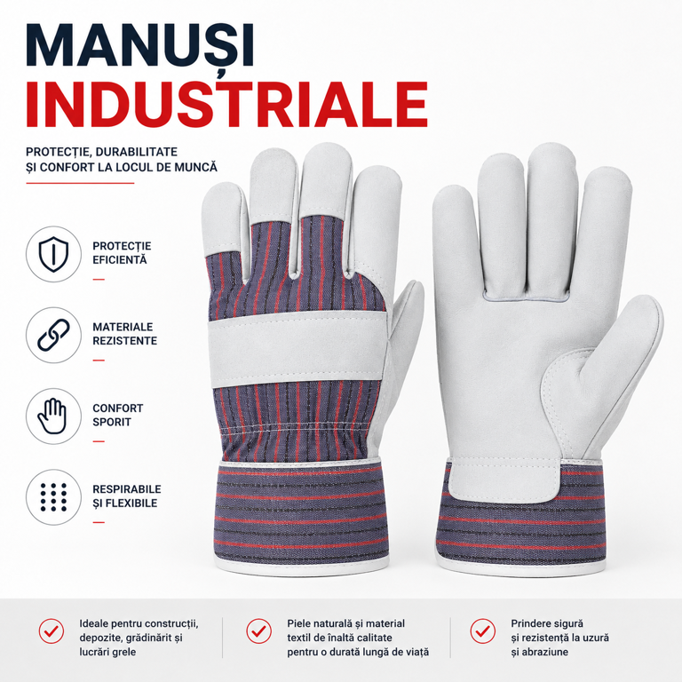 MĂNUȘI INDUSTRIALE DE PROTECȚIE PENTRU LUCRU, REZISTENTE LA UZURĂ