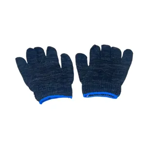 Mănuși de Protecție Tricotate – Material Textil Rezistent, Culoare Gri Închis cu Bordură Albastră, Model Universal