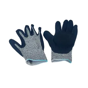 Mănuși de Protecție Antialunecare – Tricot Textil Gri cu Strat Aderent Negru, Model Universal, Rezistente la Uzură