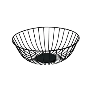 Cos Decorativ Metalic Rotund – Negru, Design Minimalist, Ideal pentru Fructe, Accesorii sau Centru de Masa