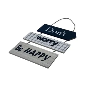 Placă Decorativă din Lemn pentru Perete – Model „Don’t Worry, Be Happy”, Disponibil în mai multe culori