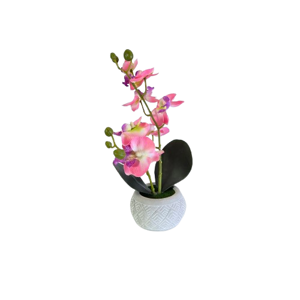 Ghiveci Decorativ cu Flori Artificiale Tip Orhidee 27 cm pentru Living, Birou sau Decor Interior Elegant