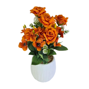 Ghiveci cu flori artificiale 37 cm, aranjament floral decorativ pentru interior