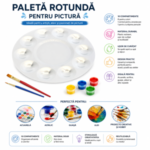 Paletă din Plastic pentru Pictură Argintie Duoguo, Accesoriu pentru Desen și Activități Creative