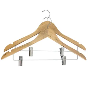 Set 2 Umerașe cu Clești de Prindere 44.5 cm, Suport pentru Pantaloni și Haine în Dulap
