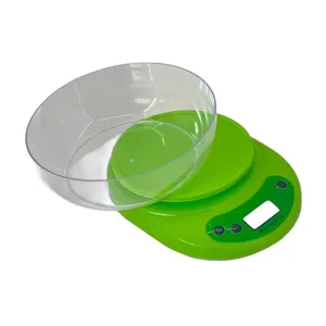 Cantar de Bucatarie Digital cu Bol – 5 kg, Culoare Verde, Afisaj LCD si Functie Tara