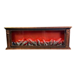 Șemineu decorativ electric cu efect flacără realist, design clasic pentru interior, 62 × 12 × 21 cm