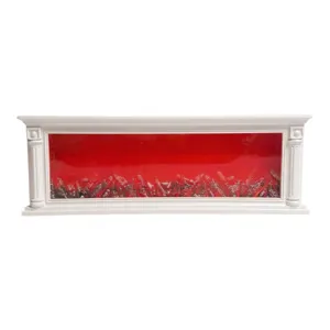 Decor șemineu LED alb 101 x 14 x 28 cm, efect flacără decorativ, element decor interior fără funcție de încălzire