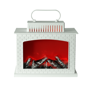 Șemineu Decorativ Electric , Efect Flacără Realistă, Culoare Alb, Plastic și Sticlă, Design Compact pentru Interior