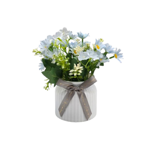Ghiveci Decorativ cu Flori Artificiale în Vas Ceramic – Aranjament Floral pentru Casă, Birou, Living sau Cadou