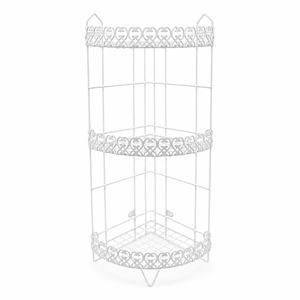 Raft metalic baie 3 niveluri 61x43x84 cm, suport organizare colț cu design decorativ