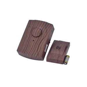 Sonerie Wireless cu Aspect Lemn – Receptor și Buton Alimentate pe Baterii, Montaj Fără Cablu, Design Elegant