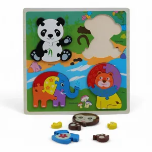 Puzzle Educativ cu Animale pentru Copii Mici – Piese Colorate din Lemn