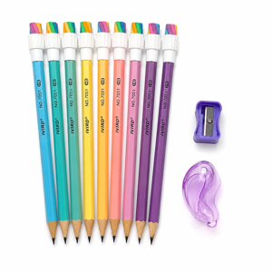 SET 12 CREIOANE HB CU ASCUȚITOARE ȘI RADIERĂ – MODEL DECORATIV PENTRU ȘCOALĂ ȘI BIROU