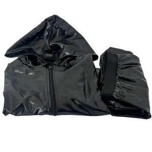 Costum de Ploaie Impermeabil Unisex, Jachetă și Pantaloni, Culoare Negru, Protecție Completa, Material Rezistent, Cusături Termoizolate, Glugă Ajustabilă, Ideal pentru Pescuit, Drumeții, Ciclism și Lucru