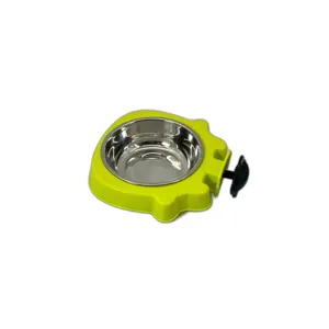 Bol pentru Câini 2 în 1 cu Castron Inox Detașabil și Suport Verde Stabil, Ideal pentru Hrană și Apă
