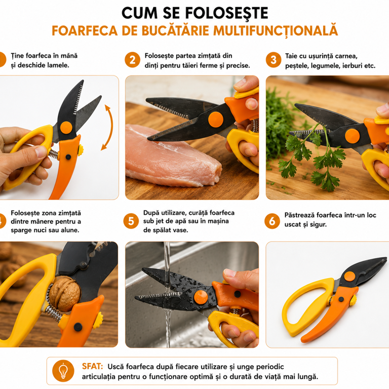 Foarfecă Universală Multifuncțională pentru Casă, Birou și Uz Zilnic