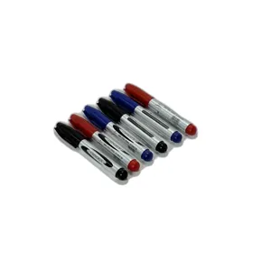 Set 6 Markere Permanente – Culori Clasice Negru, Rosu si Albastru, Scriere Rezistenta pe Hartie, Plastic, Metal sau Lemn, Ideale pentru Birou, Scoala si Proiecte Tehnice