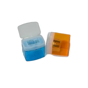 Ascutitoare Dubla cu Rezervor si Capac – Lame Metalice, Recipient Transparent, Ideala pentru Creioane Clasice si Groase