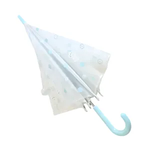 Umbrelă Transparentă pentru Copii cu Mâner Curbat și Design Decorativ