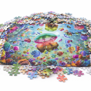 Puzzle 1000 piese 50x75 cm, model colorat tip meduze, joc creativ și relaxant